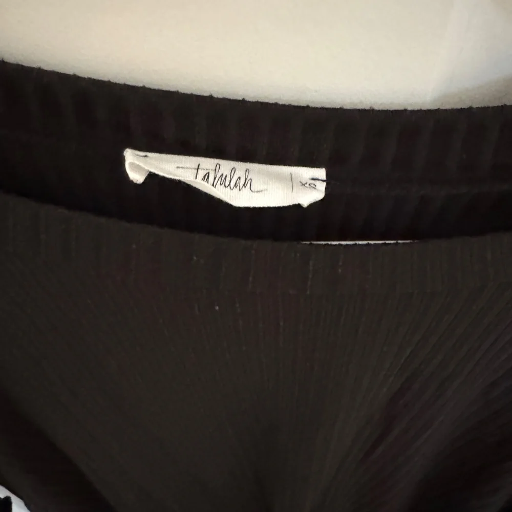 TALULAH Black Ribbed Pajama Top and Wide-Leg Pants